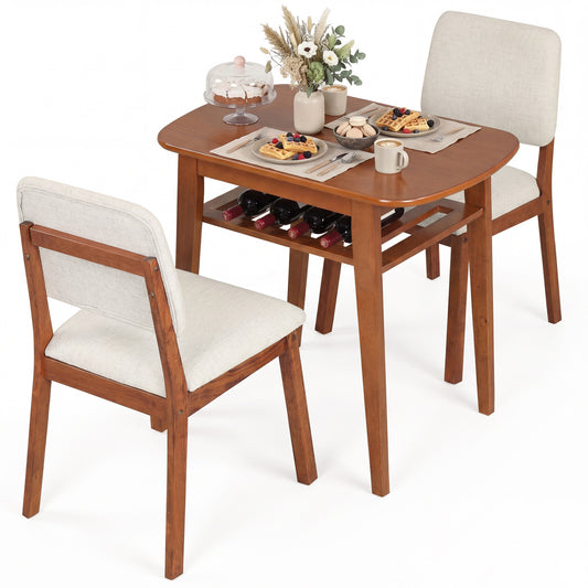 3-Piece Dining Table Set for 2 with Upholstered Chairs