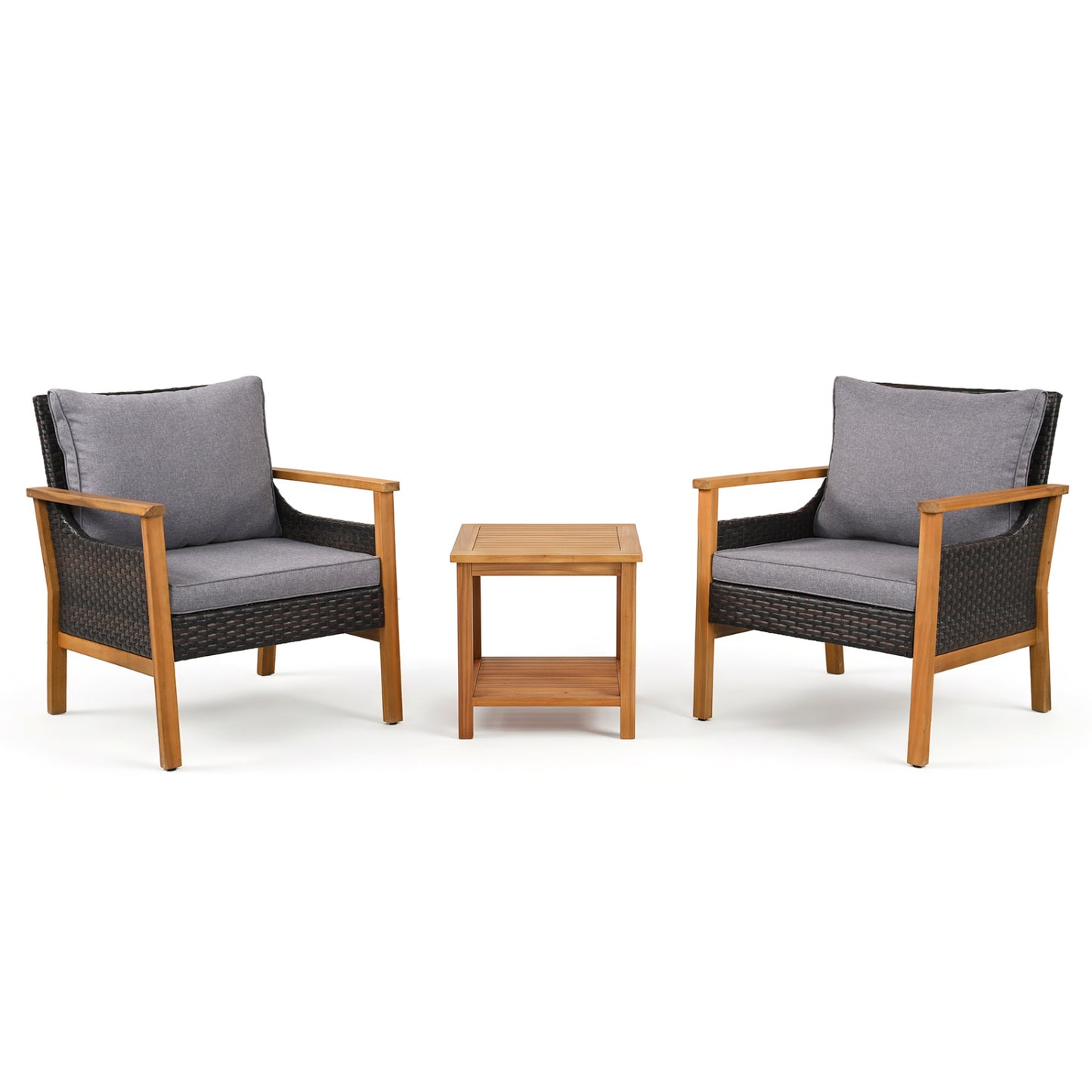 3-Piece Patio Dining Set with Cushions and Side Table