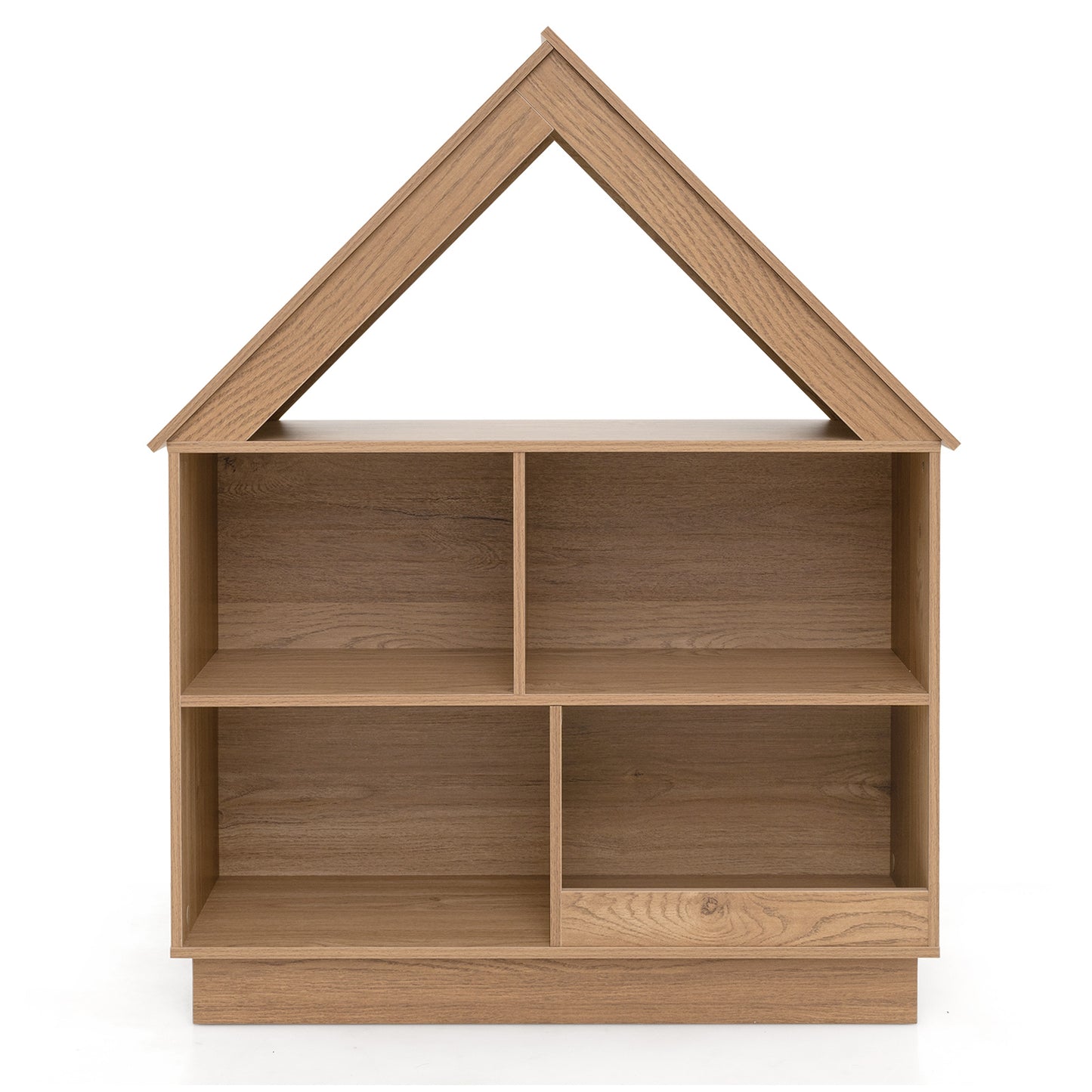3-Tier House-Shaped Toy Storage Organizer with Open Shelves-Natural - Natural