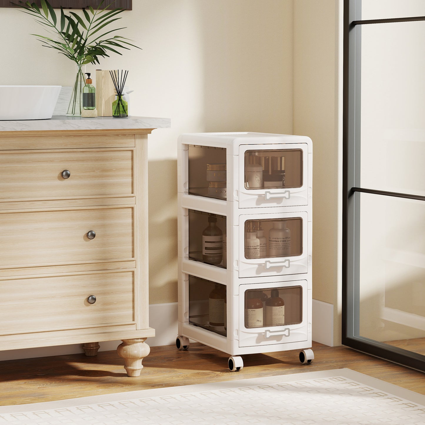 Tall Ladder Shelf with Storage Cabinet Narrow Wall Mounted Ladder Bookcase