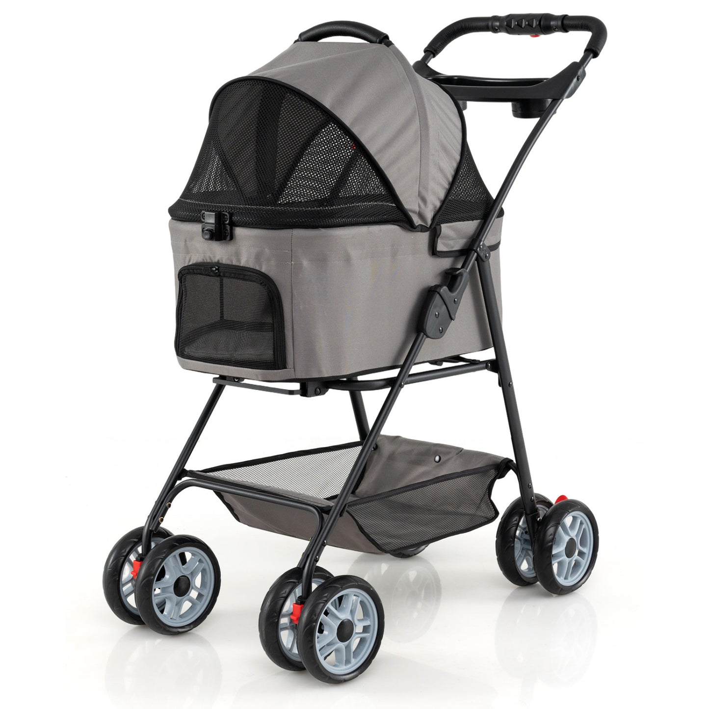3 in 1 Pet Stroller with Removable Carrier up to 33 lbs-Gray
