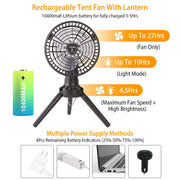 10400mAh Portable Camping Fan with LED Light
