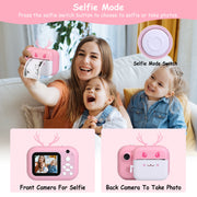 Kids Instant Print Camera 2.4in Digital Zero Ink Selfie Camera 1080P HD Video Recorder