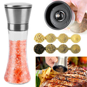 Stainless Steel Salt Pepper Grinder Tall Glass Sea Salt & Pepper Mill Shaker