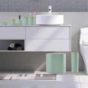 8Pcs Bathroom Accessories Set Bathroom Holder Set with Soap Dispenser Toothbrush Holder Cup Soap Dish Toilet Cleaning Brush Trash Can Qtip Holder Vani