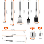 Stainless Steel BBQ Grill Tool Kit Grilling Utensil Accessories w/ Spatula Tongs Fork Knife