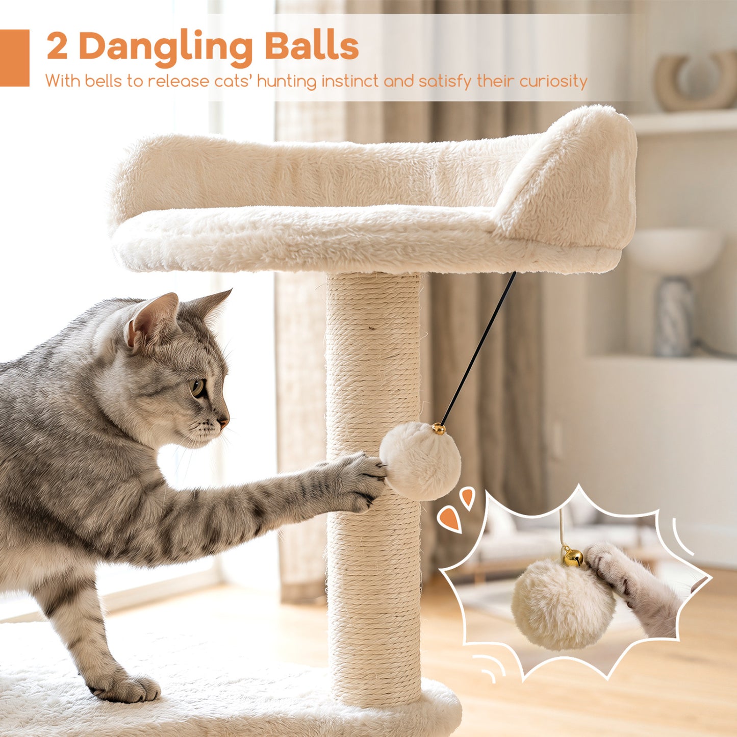 Cat Tree 43" with Condo, Perches & Scratching Posts