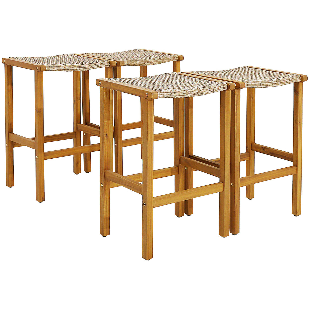 Patio Wood Bar Stools Set of 2/4-4 Pieces - 4 Pieces