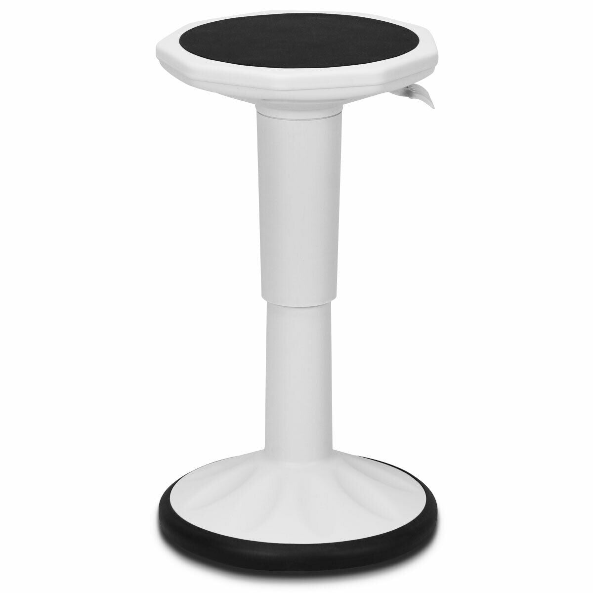 Adjustable Active Learning Stool Sitting Home Office Wobble Chair with Cushion Seat-White - White