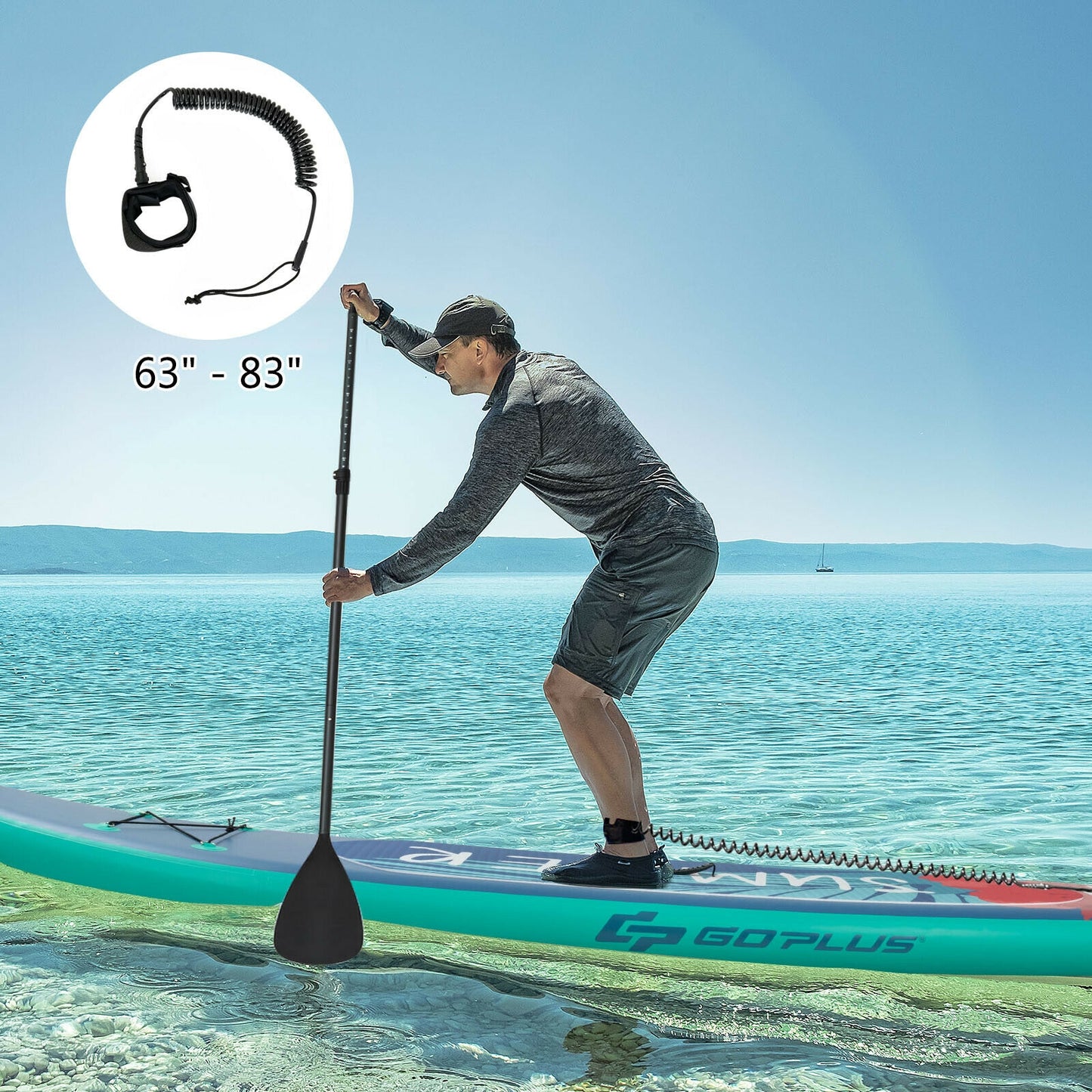 10 Feet Inflatable Stand Up Paddle Board with Backpack Leash Aluminum Paddle-M - M