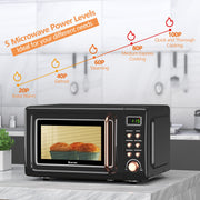 700W Retro Countertop Microwave Oven with 5 Micro Power and Auto Cooking Function-Golden