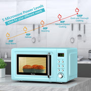 700W Retro Countertop Microwave with 5 Power Levels & Auto Cook