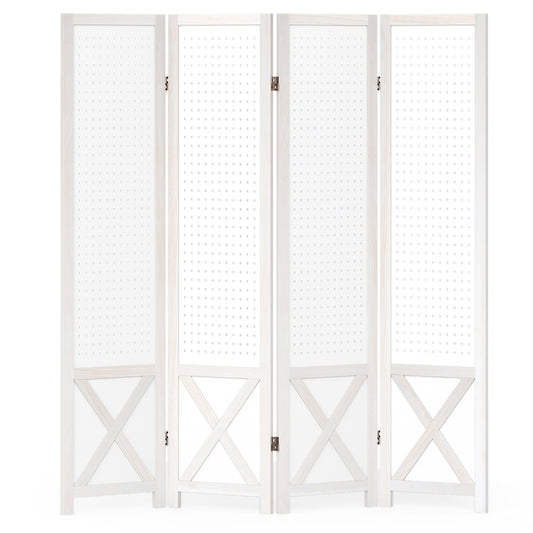 6-Panel Pegboard Room Divider 67 Inches Tall Foldable Privacy Screen