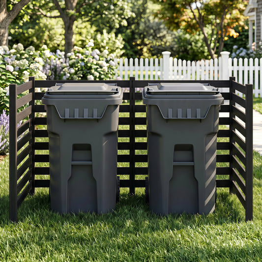 4-Panel Wooden Outdoor Privacy Fence with Ground Stakes