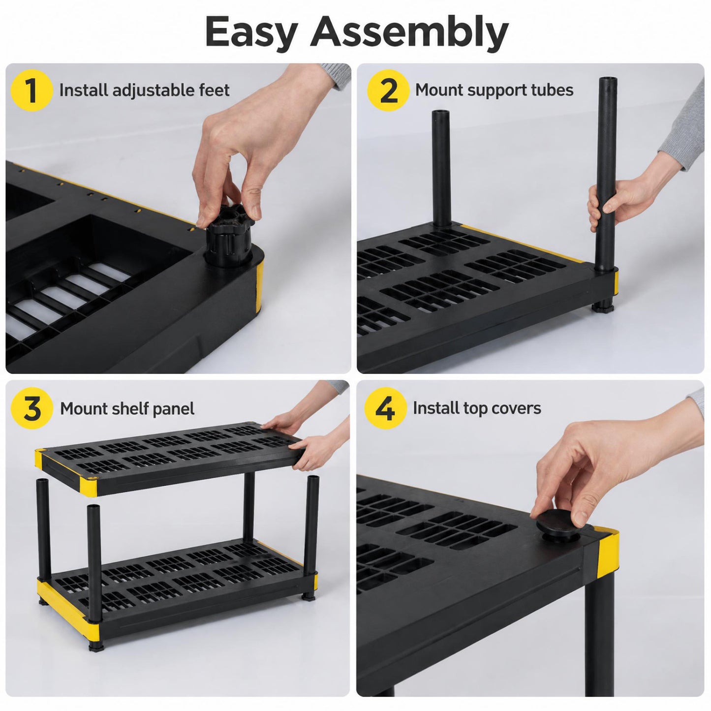 4-Tier Heavy-Duty Plastic Storage Shelf - 440 lbs Capacity