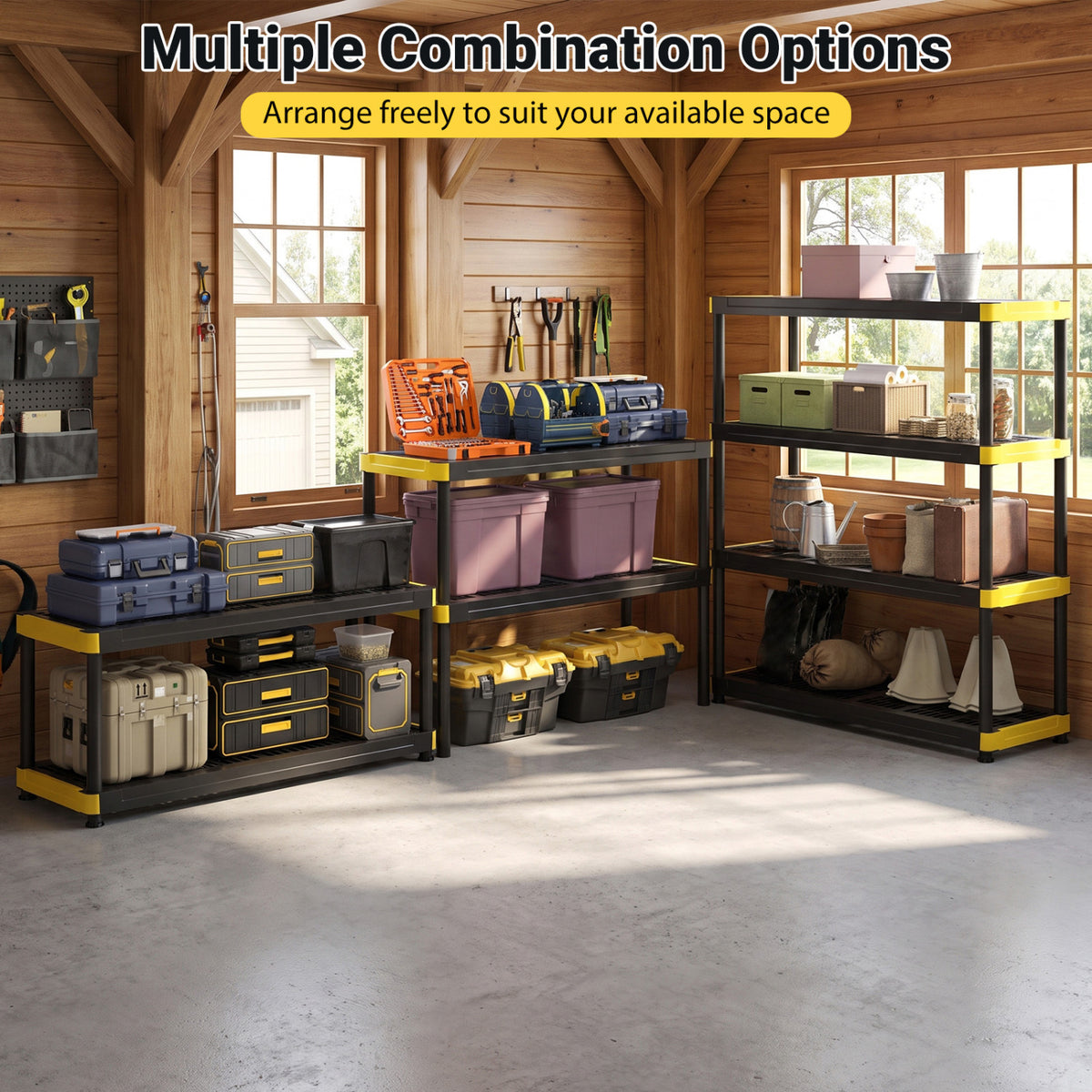 4-Tier Heavy-Duty Storage Shelf Set of 2 - Black