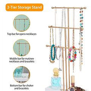3 Tier Gold Metal Tabletop Jewelry Display Tree Stand Organizer