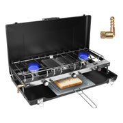 3 Burner Camping Stove 20000 BTU Portable Foldable Propane Stove With Toast Tray Windshield Portable Handle Outdoor Cooking Gas Stove For RV Camping B