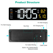 15.7in LED Digital Wall Clock with Remote Control