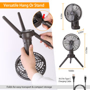 10400mAh Portable Camping Fan with LED Light