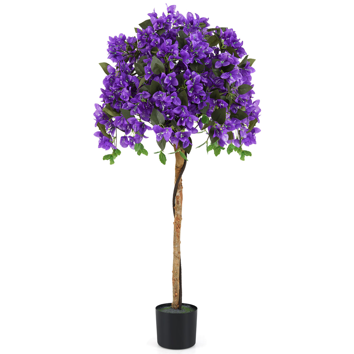4.5 Feet Artificial Azalea Tree with Cement Pot-Purple - Purple