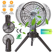 10400mAh Portable Camping Fan with LED Light