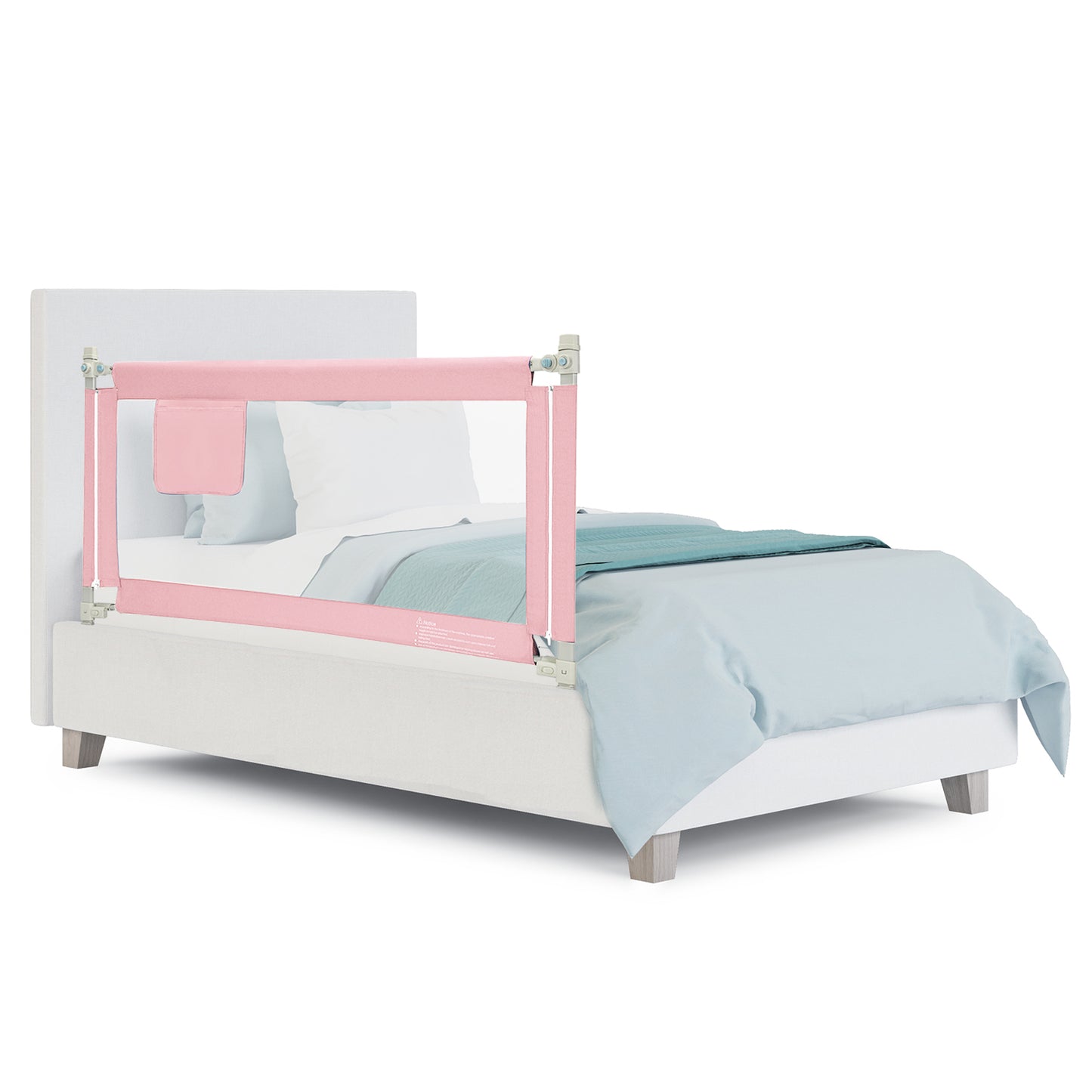 57 Inch Toddlers Vertical Lifting Baby Bed Rail Guard with Lock-Blue - Pink