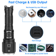 100000LM Super Bright LED Flashlight Waterproof Rechargeable