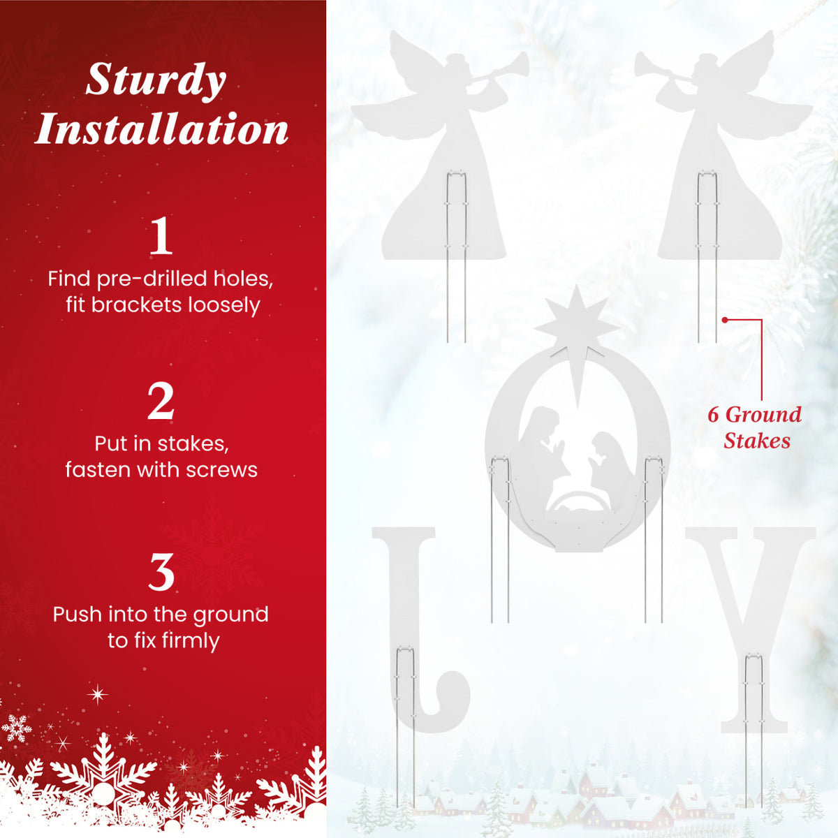 JOY Nativity Christmas Yard Sign Set with Angels - 5 Pieces