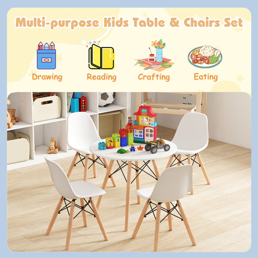 5 Pieces Kids Mid-Century Modern Table Chairs Set