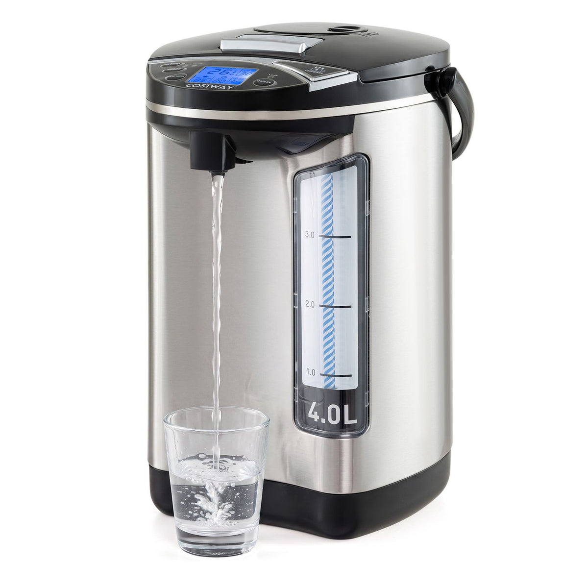 5 Temp Settings Stainless Steel Hot Water Dispenser with Auto-Shut Off and Dry Burn Protection-4L