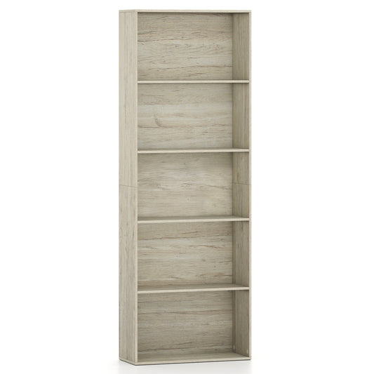 5-Tier Bookshelf Freestanding Display Shelf 67" Gray
