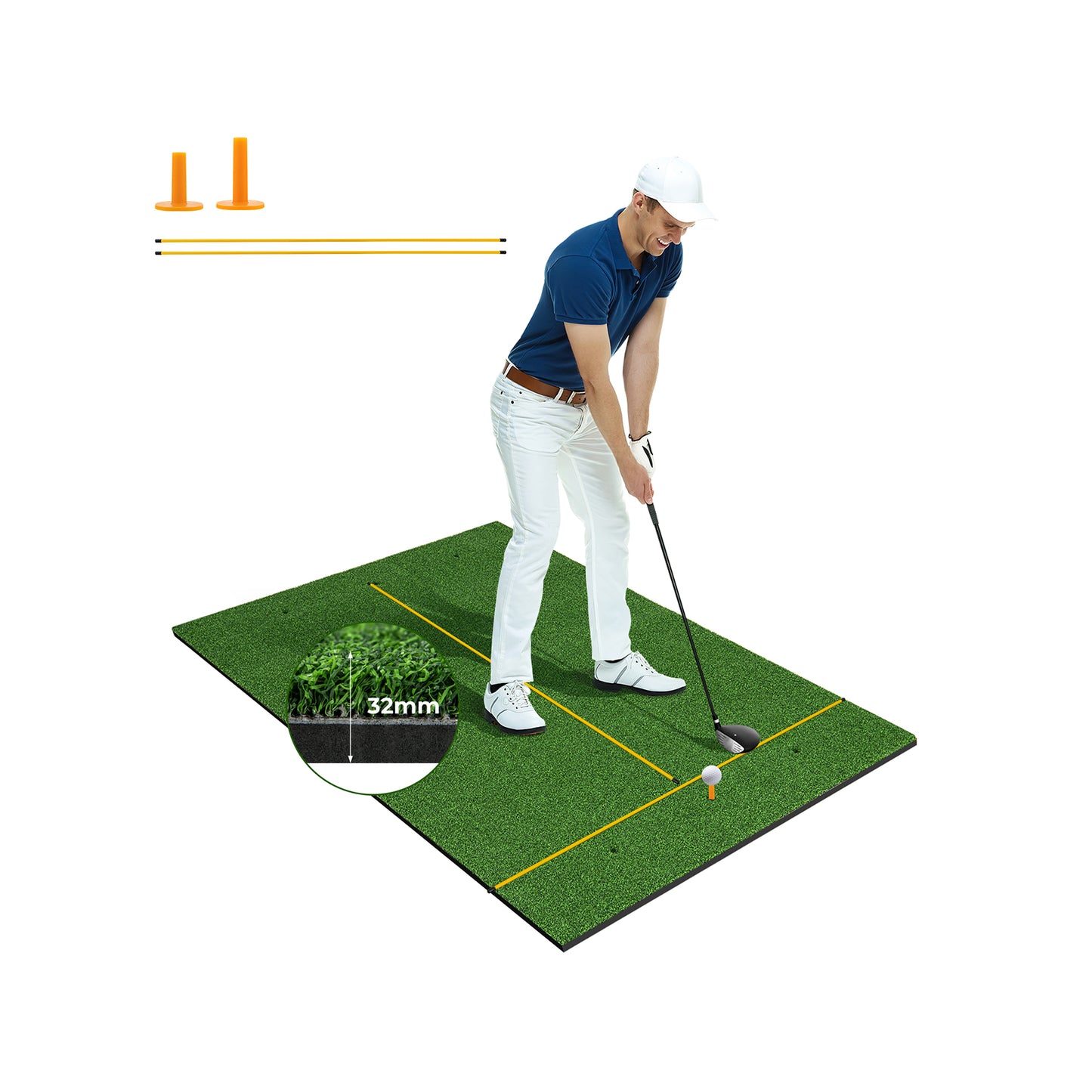 5 x 3 ft Artificial Turf Grass Practice Mat for Indoors and Outdoors-20mm - 32Mm