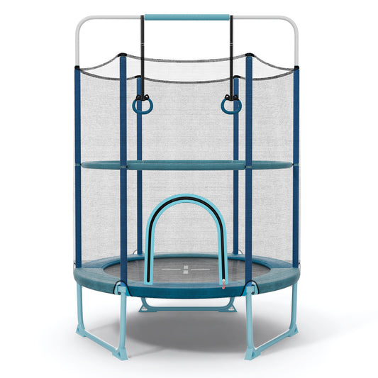 60 Inch Trampoline with Gymnastic Bar and Rings for Kids