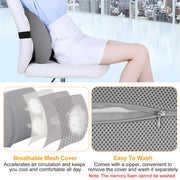 Lumbar Support Pillow Memory Foam Back Cushion with 3D Mesh Cover