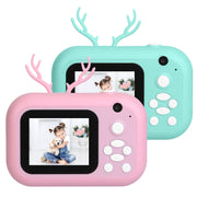 Kids Instant Print Camera 2.4in Digital Zero Ink Selfie Camera 1080P HD Video Recorder