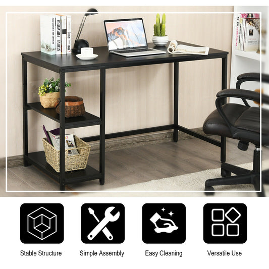 47 Inch Computer Desk Office Study Table Workstation Home with Adjustable Shelf Black-M