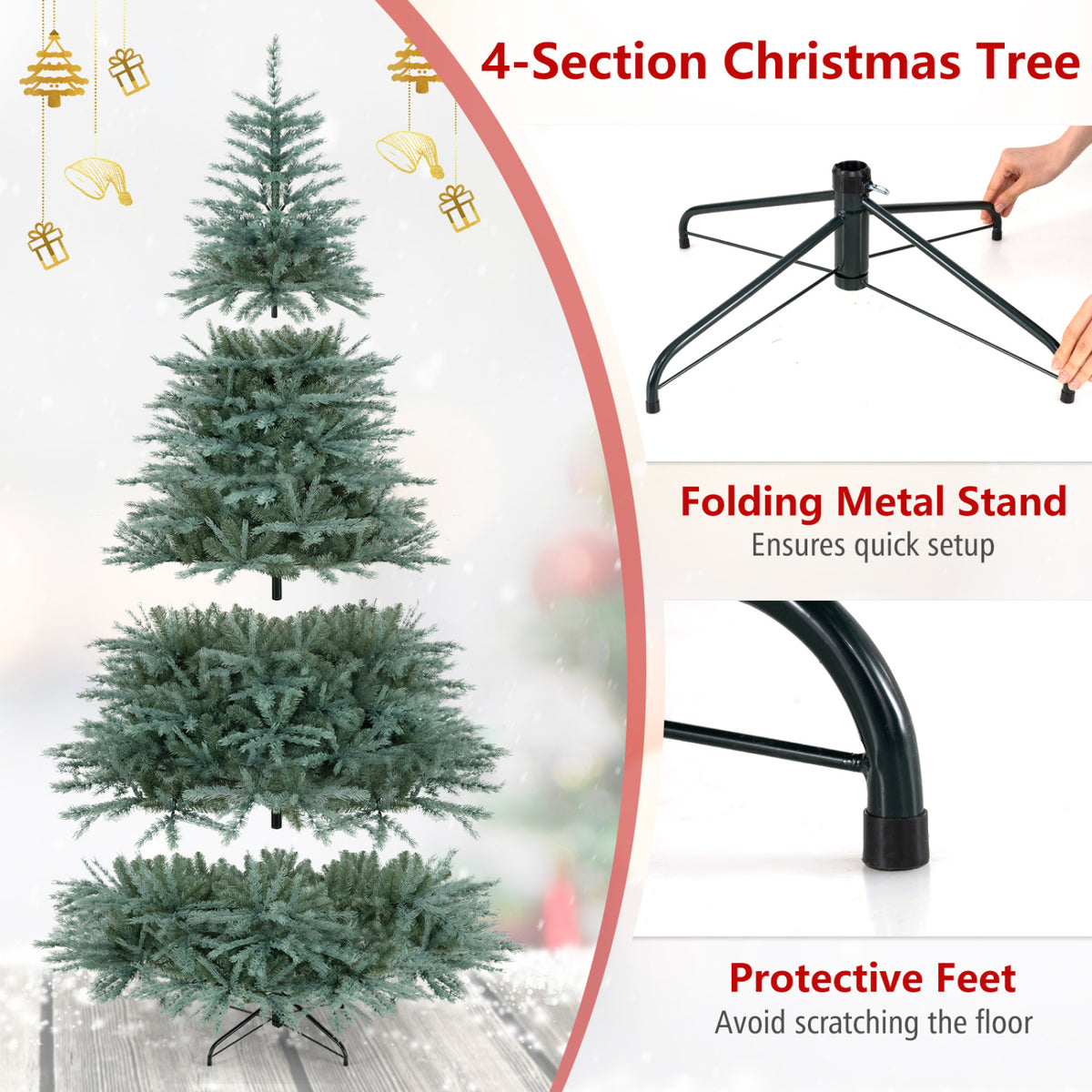 8 FT Artificial Spruce Christmas Tree with 1765 Branch Tips