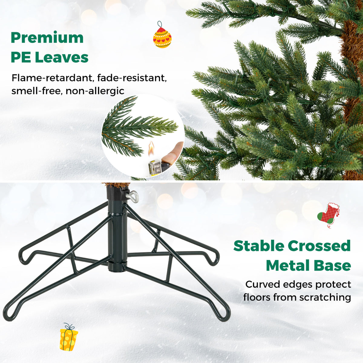 6 FT Pre-Lit Artificial Christmas Tree with 250 LED Lights