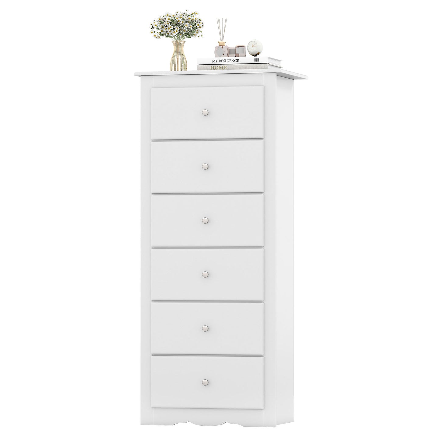 6 Drawers Chest Dresser Clothes Storage Bedroom Furniture Cabinet-White - White