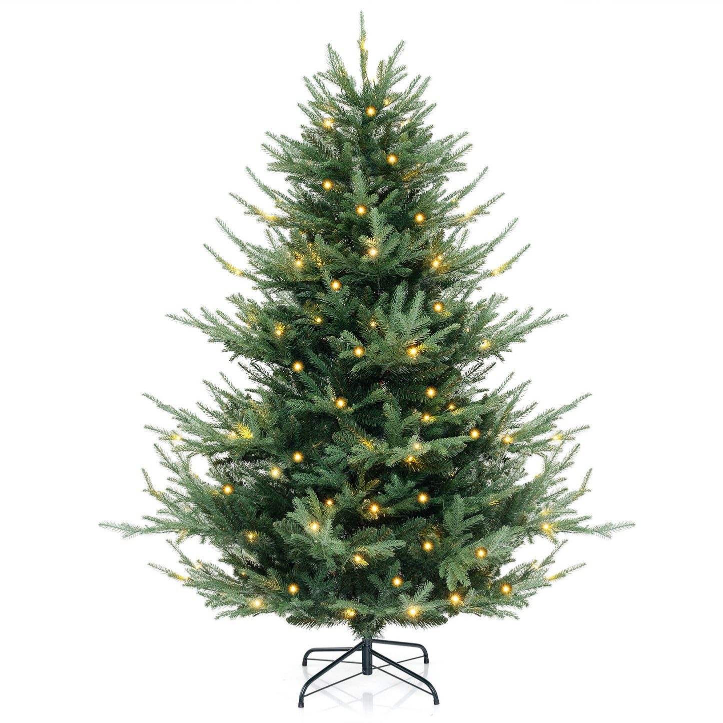 6 FT Pre-Lit Artificial Hinged Xmas Tree with 778 PVC and PE Branch Tips-M - M