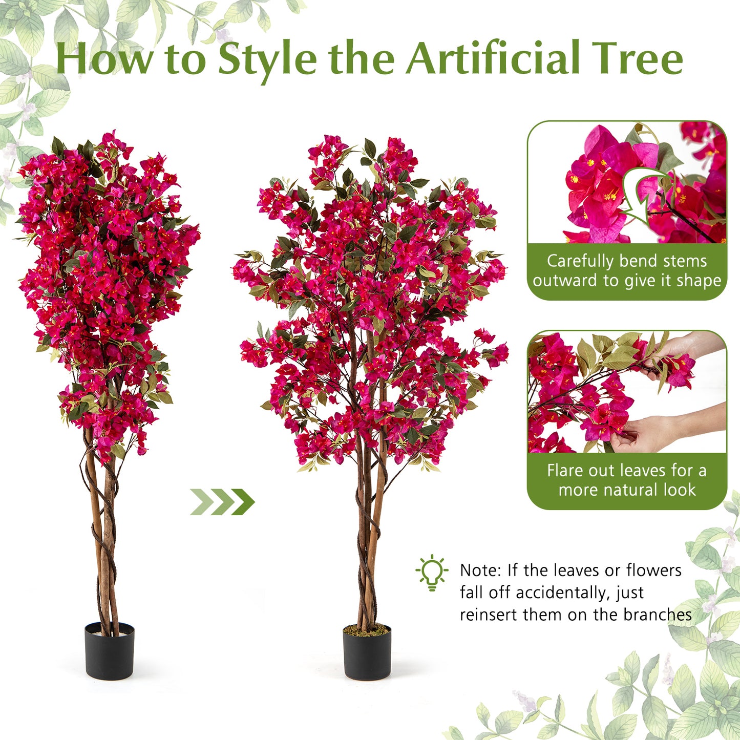 6 Feet Artificial Bougainvillea Tree with 910 Flowers-2 Pieces