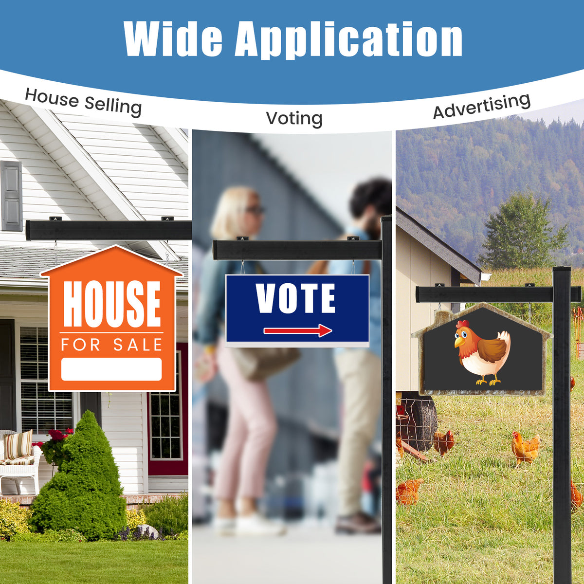 6 Feet Vinyl UPVC Real Estate Sign Post Realtor Yard Sign Post