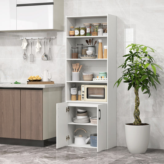 70 Inch Bookcase 6-Tier with Adjustable Shelves and 2-Door Cabinet