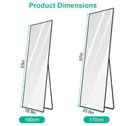 Full Length Mirror 63x18.9in Aluminum Alloy Wall Mirror Free Standing Floor Mirror