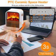 1500W Portable Electric Fireplace Heater 2 Gear Temperature