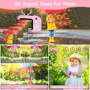 Kids Instant Print Camera 2.4in Digital Zero Ink Selfie Camera 1080P HD Video Recorder