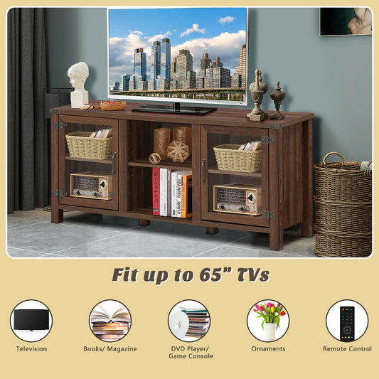 TV Stand Entertainment Center for TVs up to 65 Inch with Storage Cabinets-Walnut