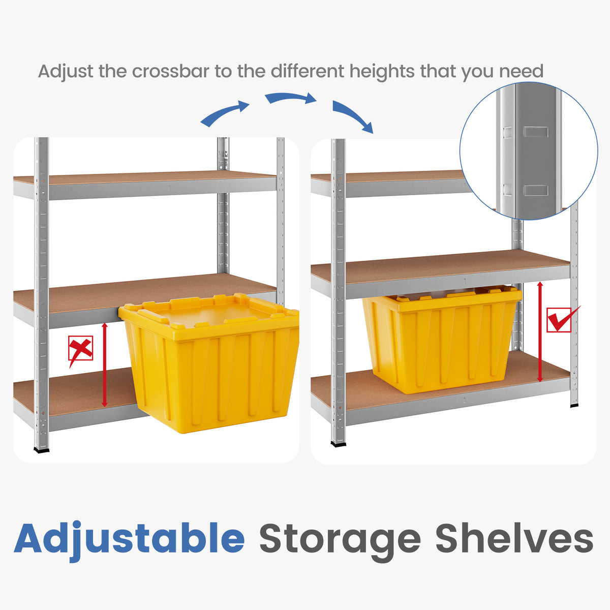 35.5 x 71 Inch Adjustable 5-Layer 2000 lbs Capacity Tool Shelf-Silver