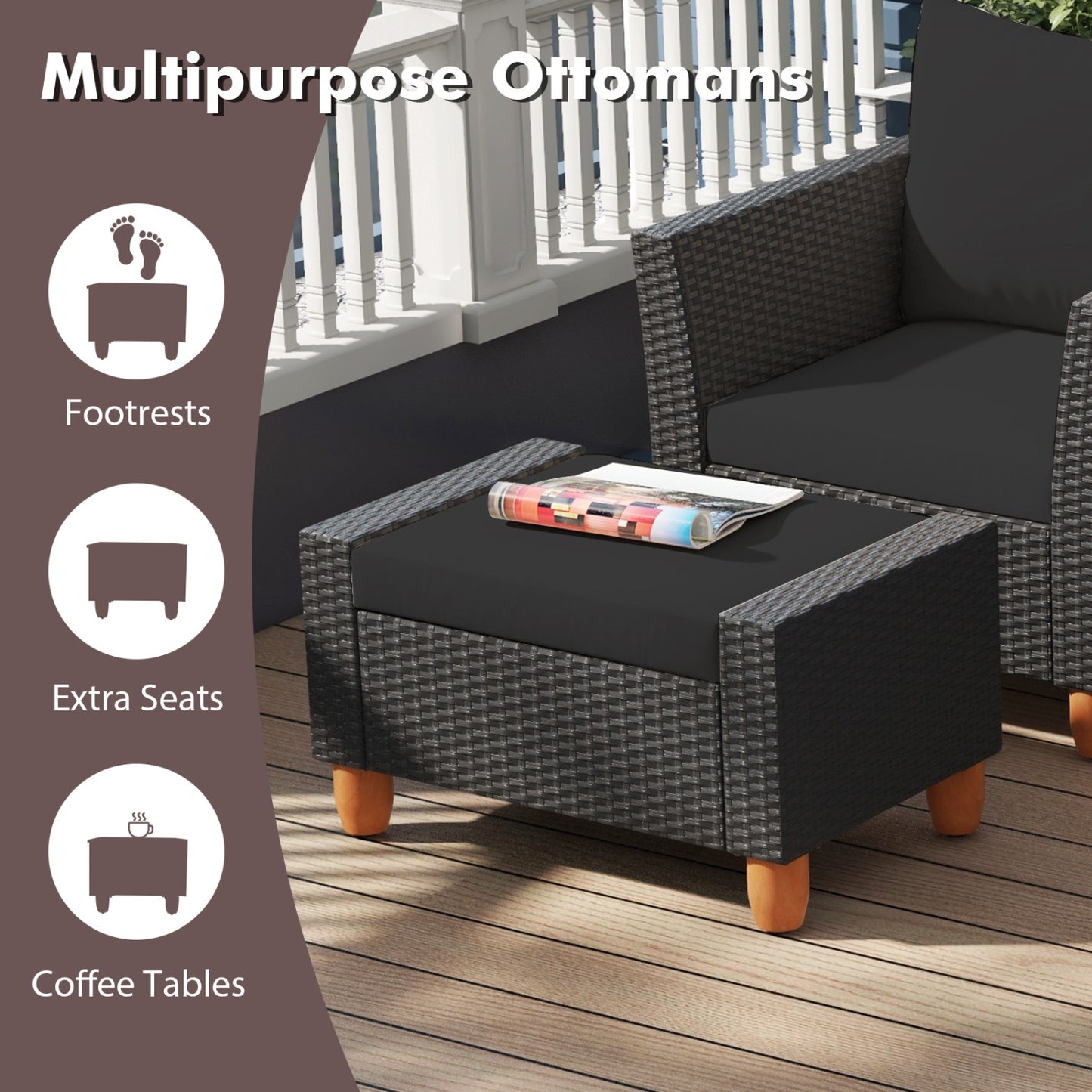 7-Piece Patio Conversation Set with Storage Table & Cushions